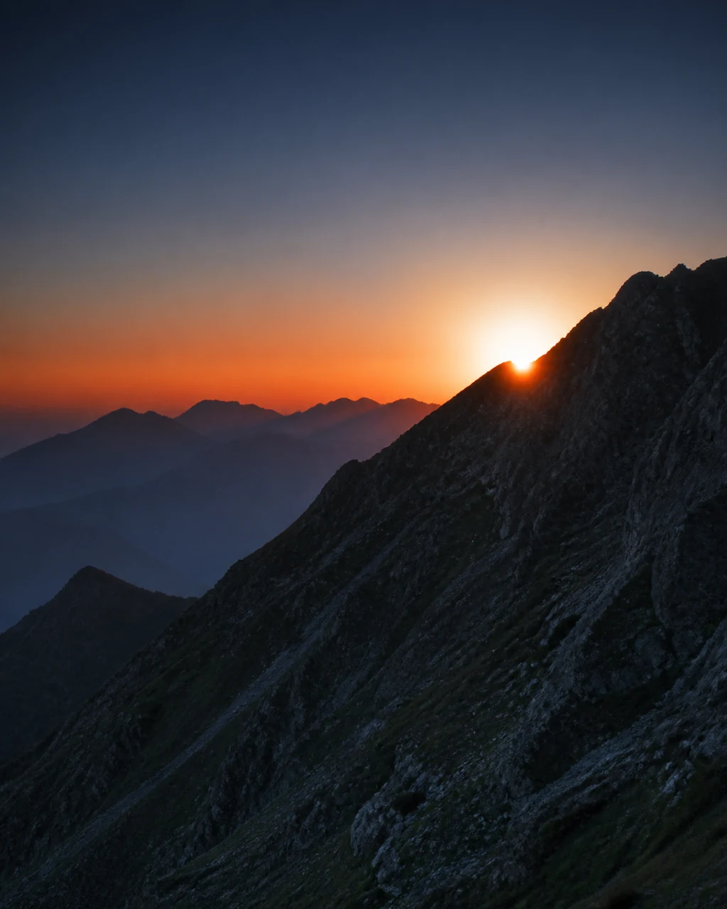 Sunrise over the mountain ridge — daily discipline of principles